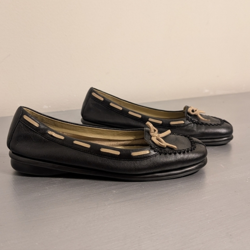 Aerosoles Jam Slip-on Linen Leather Black Ladies Flats Shoes 8M